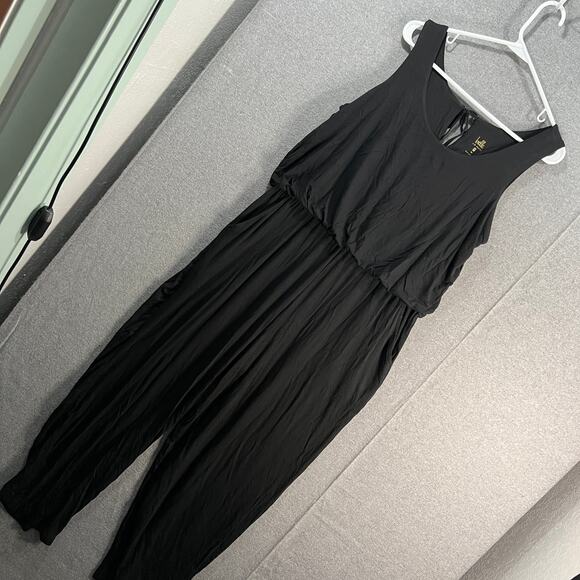 Belle by Kim Gravel Petite Ravon Spandex Knit Jumpsuit Solid Black Petite Medium - Picture 1 of 13